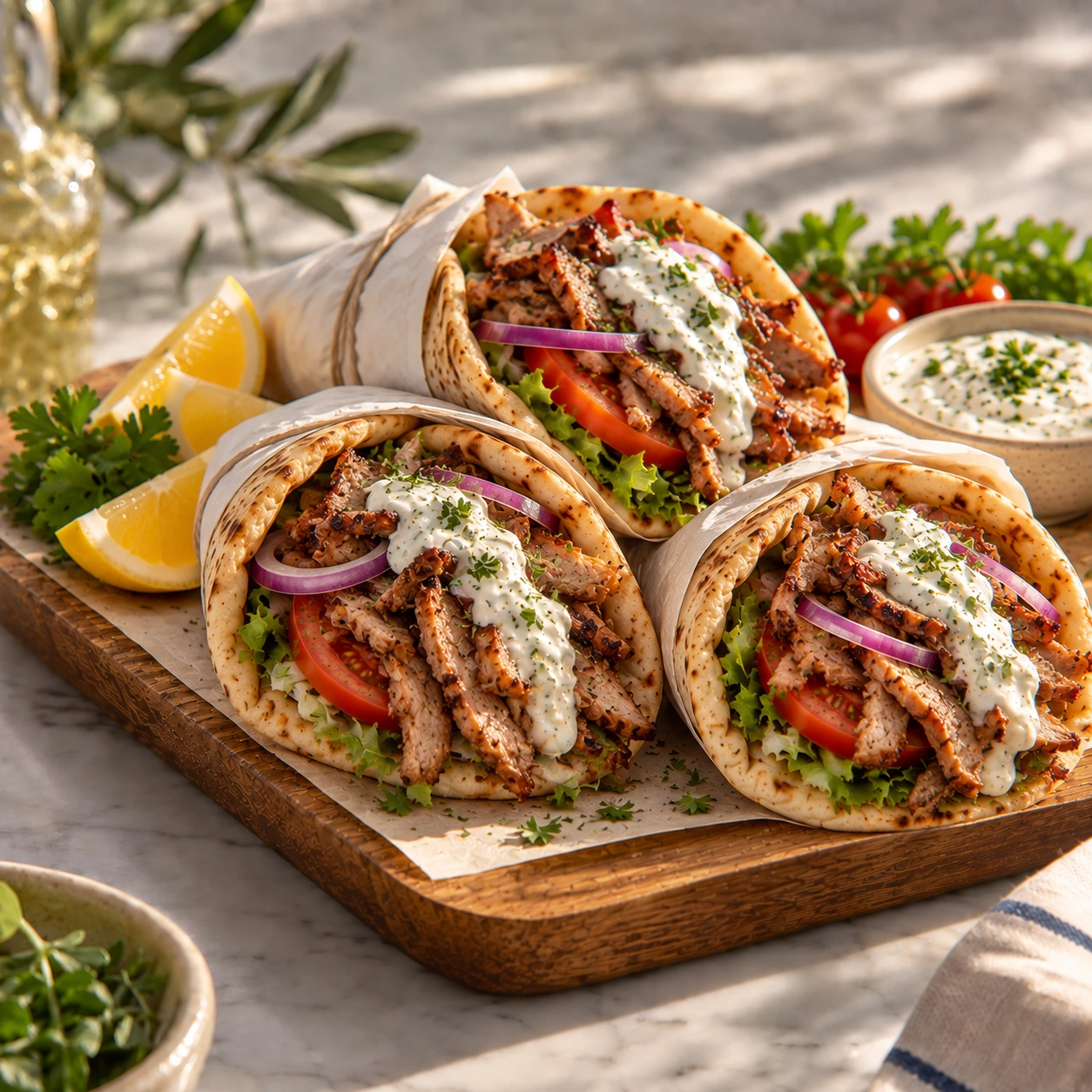 Gyros in Pitta with Tzatziki